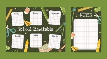 Back to school timetable template design vector