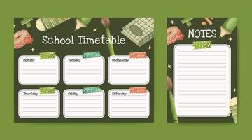 Back to school timetable template design vector