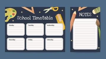 Back to school timetable template design vector