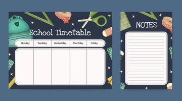 Back to school timetable template design vector