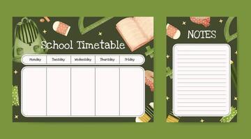 Back to school timetable template design vector