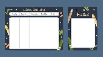 Back to school timetable template design vector