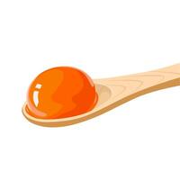 Illustration, salted egg yolk on a wooden spoon, isolated on white background. vector