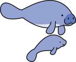 cute cartoon manatee vector