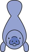 cute cartoon manatee vector