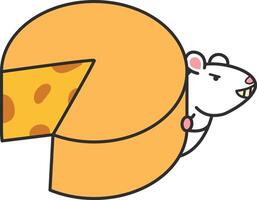 illustration of a mouse with cheese. vector