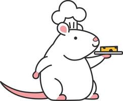 Mouse chef with cheese cake vector