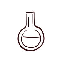 Chemistry flask icon in line art style. Hand drawn design for chemistry, laboratory, science, biotechnology. illustration isolated on a white background. vector