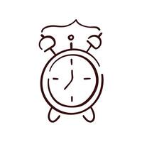 Alarm icon in doodle art style. Clock line art logo. illustration isolated on a white background. vector