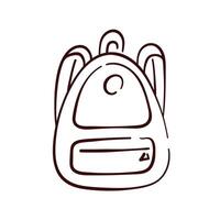 mochila icono en garabatear estilo. bosquejo logo para imprimir, pegatina, estudiar diseño. ilustración aislado en un blanco antecedentes. vector