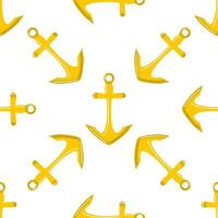 Cute ship's anchor seamless pattern. Flat illustration isolated on white background. Doodle drawing. vector