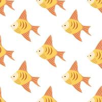 Cute tropical fish seamless pattern, . Flat aquatic illustration isolated on white background. vector