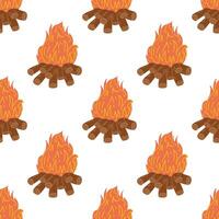 Cute bonfire seamless pattern. Flat object isolated on white background. Doodle drawing. vector