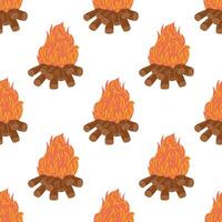 Cute bonfire seamless pattern. Flat object isolated on white background. Doodle drawing. vector