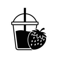 stawberry juice icon design template simple and clean vector