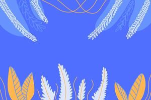 verano horizontal bandera con brillante botánico elementos y azul antecedentes vector