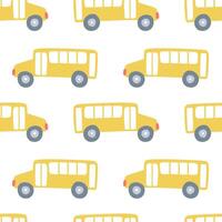 school bus seamless pattern on white background vector