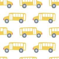 school bus seamless pattern on white background vector