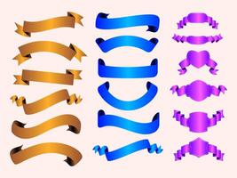 Ribbon elements. Modern simple ribbons collection. Flat banner ribbon for decorative design. Ribbons, Banners, badges, Labels Design Elements. vector