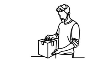 Man opening a box vector