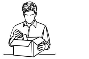 Man opening a box vector