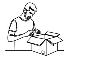 Man opening a box vector