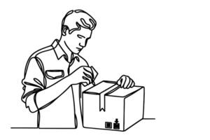 Man opening a box vector