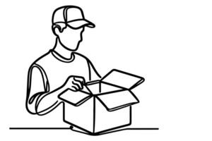 Man opening a box vector