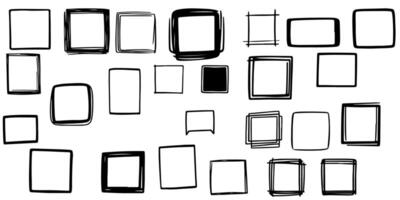 continuous one black line freehand drawing black square frame set line stroke scribble different element collection vector