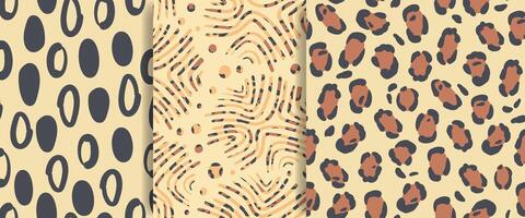 Leopard fur seamless fabric pattern. African ethnic pattern with geometric shapes. Doodle leopard background. vector