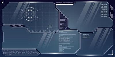 vr hud futurista controlar panel colocar. tecnología cabeza arriba monitor objetivo y ui pantalla. gui digital virtual realidad interfaz cyberpunk Hola tecnología visera diseño. fui ciencia fi astronave cabina panel. eps vector