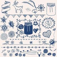 floral Hand drawn elements collection vector