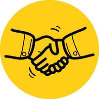 Cartoon business handshake icon. A handshake and deal between two businessmen. Business handshake. vector