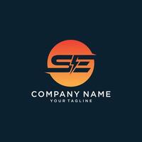 SE Letter Logo Design With Lightning icon concept. Illustration vector