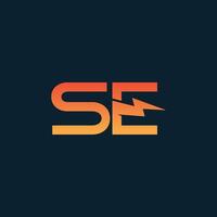 SE Letter Logo Design With Lightning icon concept. Illustration vector