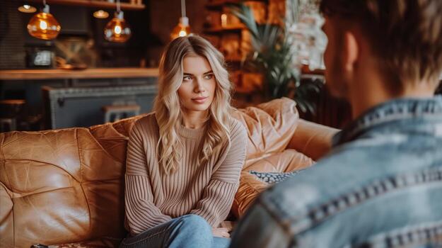 Casual Conversation in a Cozy Cafe Setting photo