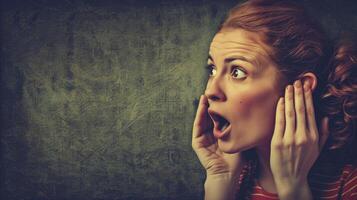 Woman Expressing Surprise With Hand on Face photo