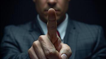 Businessman Gesturing Disapproval With Finger photo