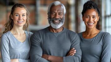 Diverse Group of Smiling People Posing Together Indoors photo