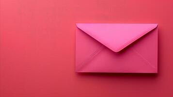 Pink Envelope on a Vibrant Red Background photo