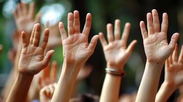 Raised Hands in a Group Setting During Daytime photo