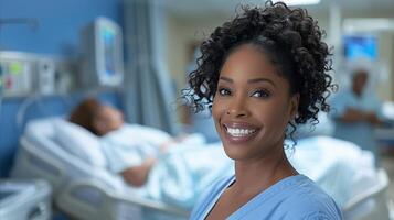 Smiling Nurse in Hospital Ward During Daytime photo