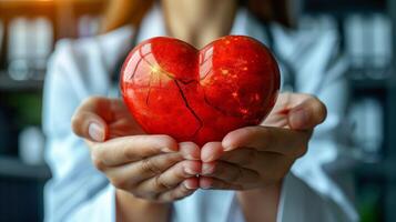 cuidado de la salud profesional participación un modelo de un humano corazón foto