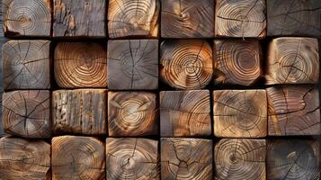 Stacked Wooden Logs Showcasing Natural Grain Patterns photo