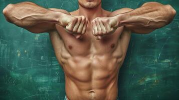 muscular masculino torso mostrando fuerza con brazos cruzado foto