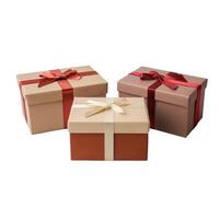 Tres marrón cajas con rojo cinta y arco foto