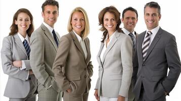 Professional Team of Six in Business Attire Posing Together photo