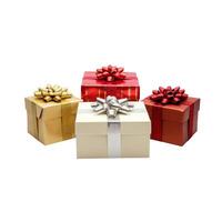 Assorted Gift Boxes With Decorative Bows on Transparent Background photo