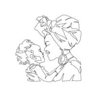 Continuous Line Art of Motherhood, Carry baby, Happy Mother day card, one line drawing, parent and child silhouette hand drawn. illustration vector