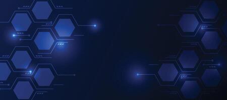 Blue technology background with hexagonal elements vector